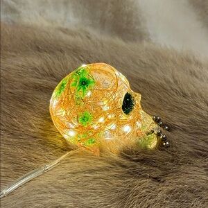 Unique Clear and Green Resin Skull